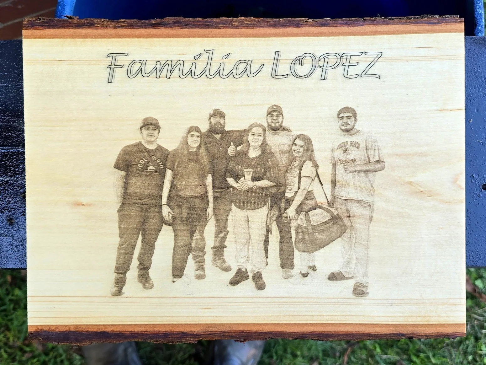 Familia Lopez custom engraved family plaque